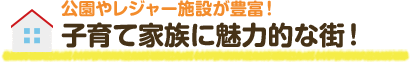 公園やレジャー施設が豊富！子育て家族に魅力的な街！