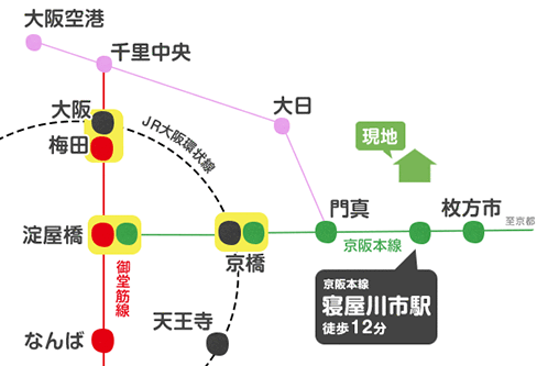 寝屋川市池田旭町１丁目　路線図